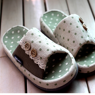 단추도트실내화- 그린